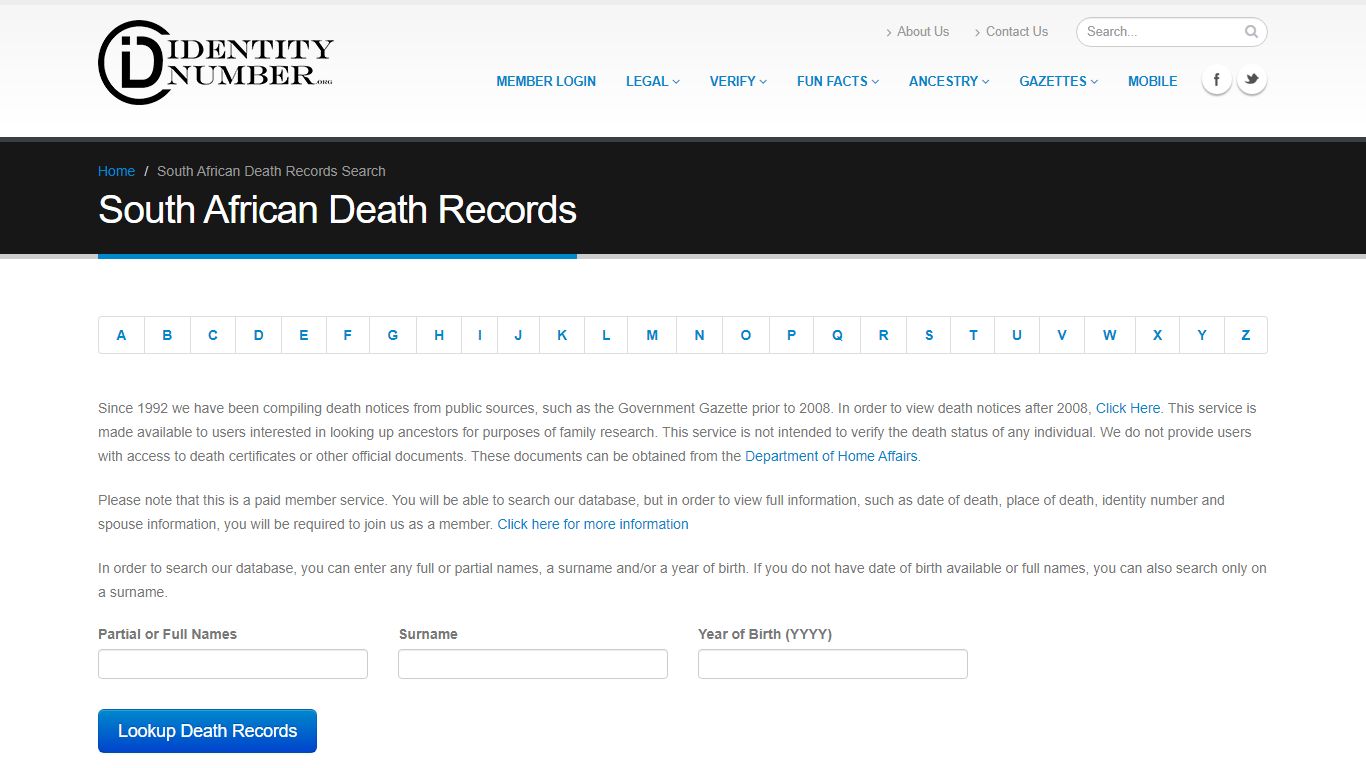 South African Death Records Online | Death Person ID ...