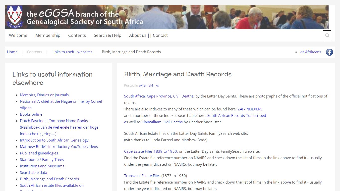 Birth, Marriage and Death Records - eGGSA